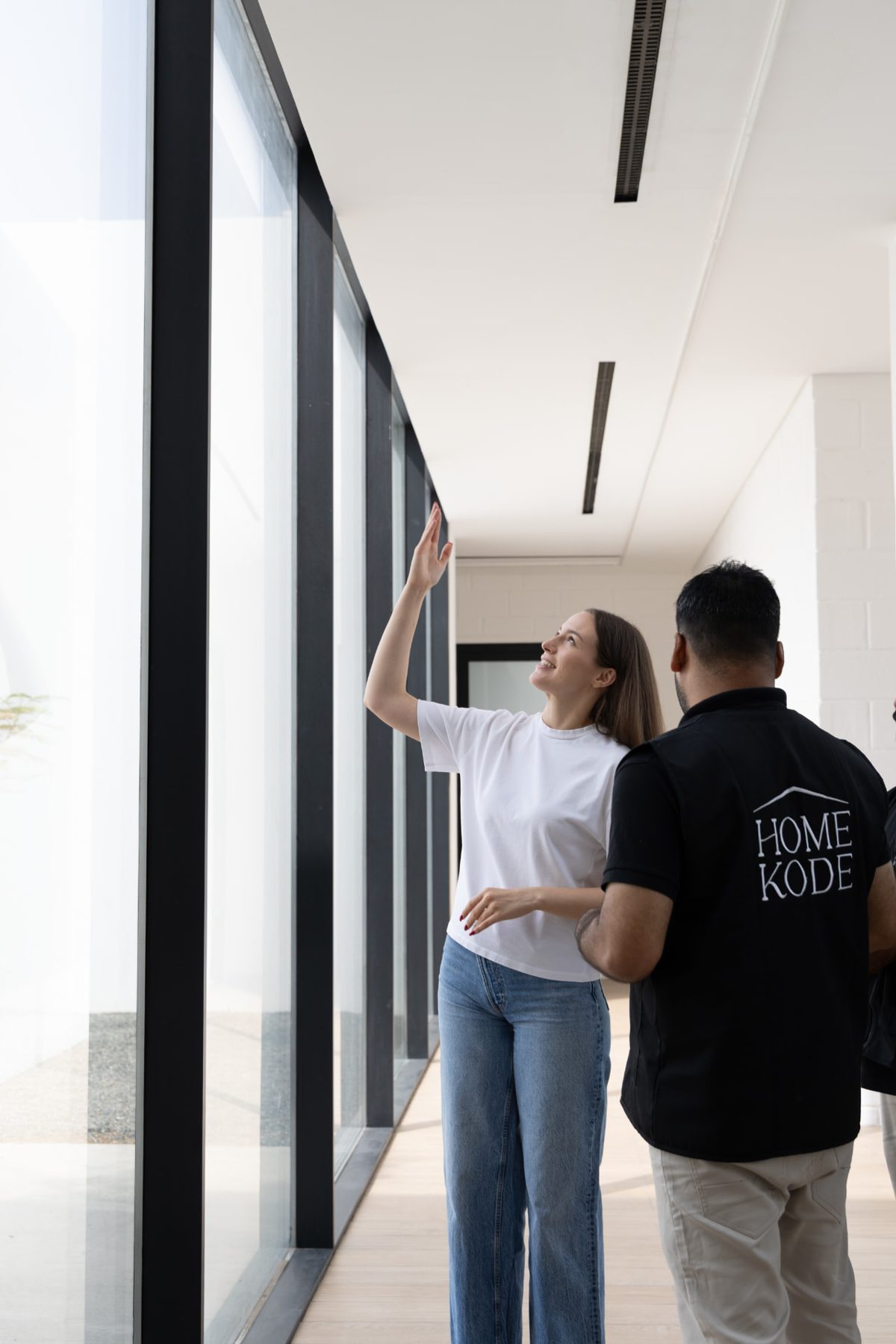 Our consultant at the window with a client