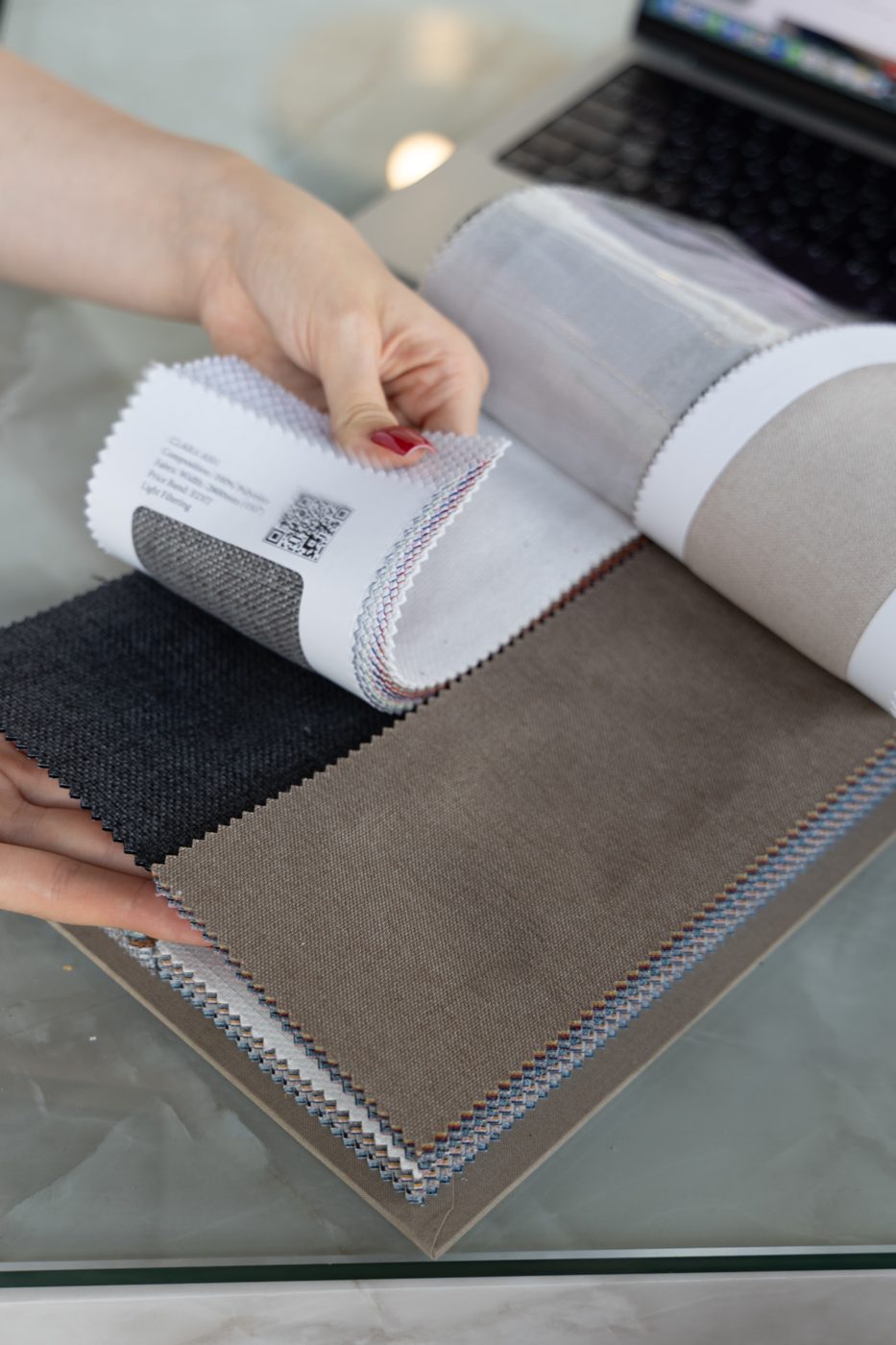 Browsing the fabric swatch book